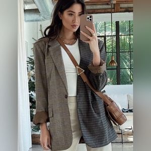 Starlow Montana two-tone chocolate and gray plaid blazer